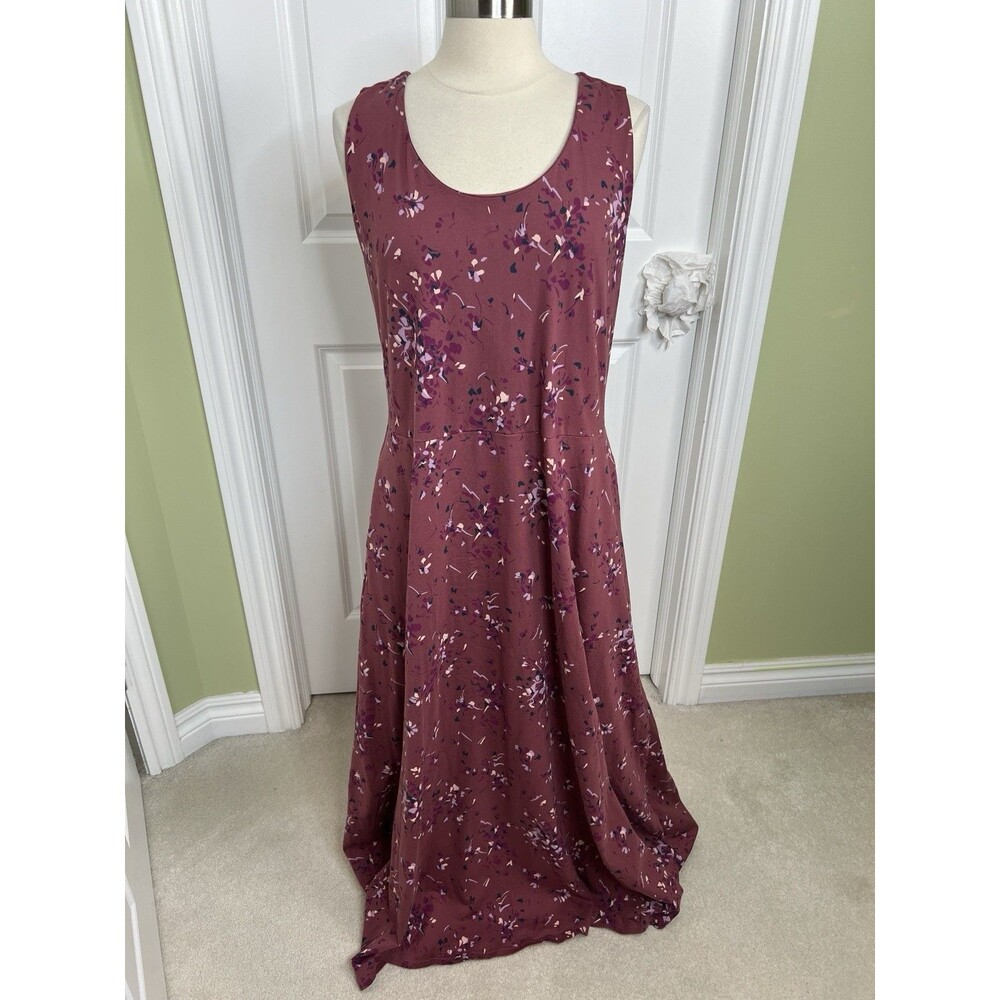 Pact women’s Organic Cotton Floral Midi Maxi Dress Pockets Open Back  XXXL EUC